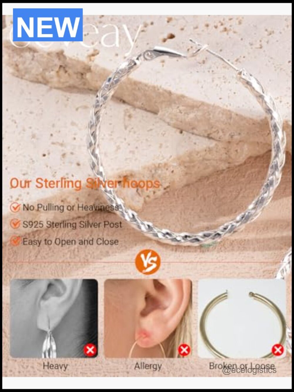 925 Sterling Silver Twist Hoop Earrings Lightweight 30-50mm Hypoallergenic - Picture 4 of 7